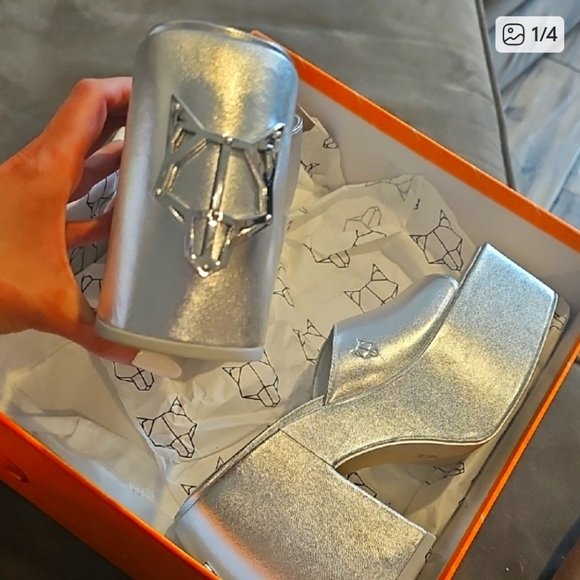 Naked Wolfe Silver Platform Shoes - Picture 1 of 4